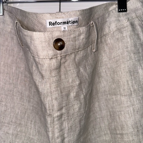 REFORMATION Freddie Wide Leg Linen Trouser Pants - Picture 6 of 9